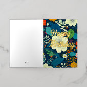 フローラ誕生日 箔グリーティングカード (外側レイダウン)