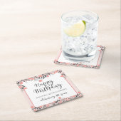 フローラ誕生日ANY年齢バラ金ゴールド赤面ピンク名 スクエアペーパーコースター (インサイチュ)