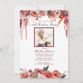 フローラ誕生日Any Age Terracotta写真 招待状 (正面)