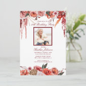 フローラ誕生日Any Age Terracotta写真 招待状 (スタンド正面)