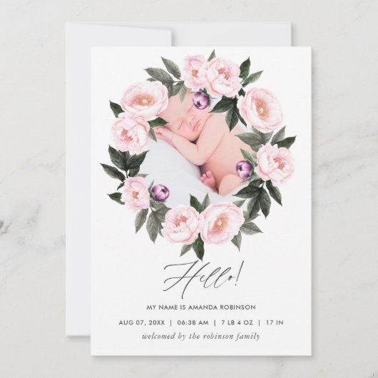 フローラ誕生発表写真カード 案内状 (正面)