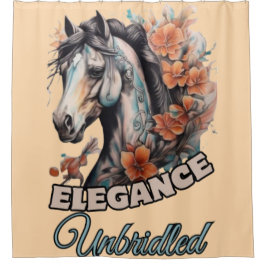 フローラ調和：オレンジの花の馬のタトゥー シャワーカーテン