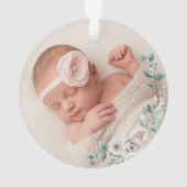 フローラ象かわいらし女の子ベビー1stクリスマス オーナメント (裏面)