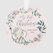 フローラ象かわいらし女の子ベビー1stクリスマス オーナメント (正面)