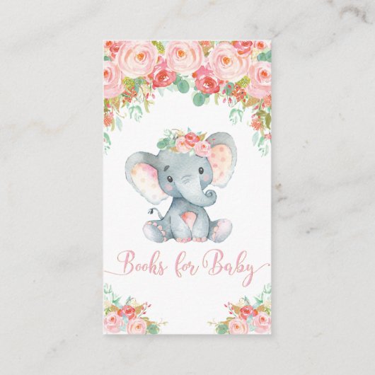 フローラ象の赤ちゃんシャワーが本を持ってくる エンクロージャーカード (裏面)