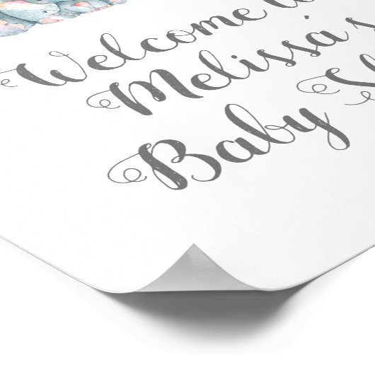 フローラ象の赤ちゃんシャワーのサイン、赤ちゃん女の子シャワー ポスター