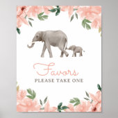 フローラ象ガール赤ちゃんシャワー好意サイン ポスター (正面)