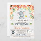 フローラ象ベビーシャワー秋秋招待状 招待状 (正面/裏面)