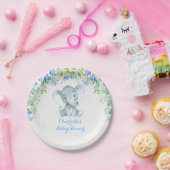 フローラ象男の赤ちゃんシャワーブルーパーティープレート ペーパープレート (パーティー)