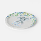 フローラ象男の赤ちゃんシャワーブルーパーティープレート ペーパープレート (アングル)