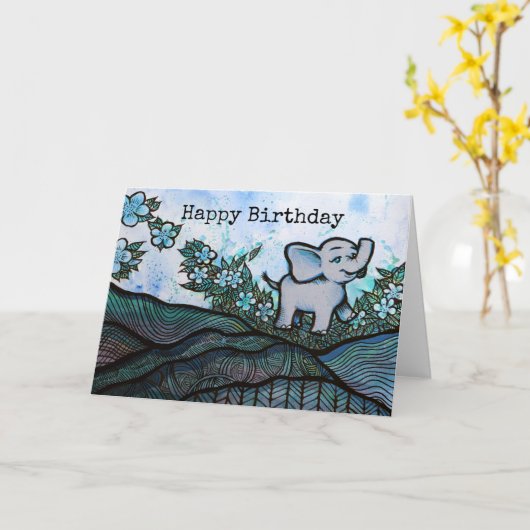 フローラ象芸術 カード (黄色い花)