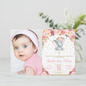 フローラ象《キリスト教》洗礼式や命名式バプティスガール写真 招待状 (スタンド正面)