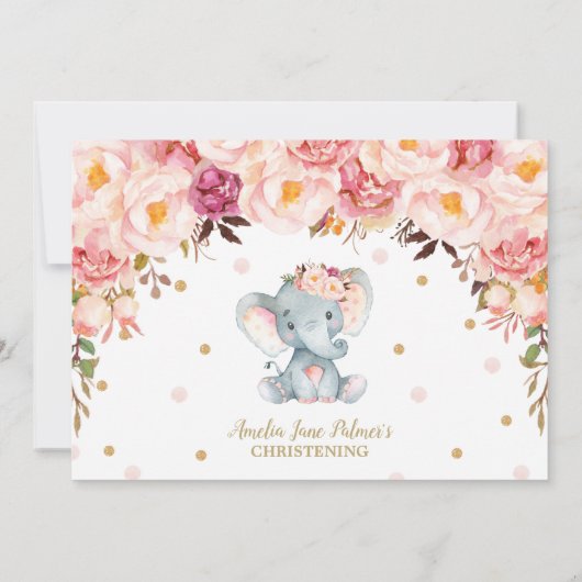 フローラ象《キリスト教》洗礼式や命名式バプティスガール写真 招待状 (裏面)