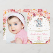 フローラ象《キリスト教》洗礼式や命名式バプティスガール写真 招待状 (正面/裏面)
