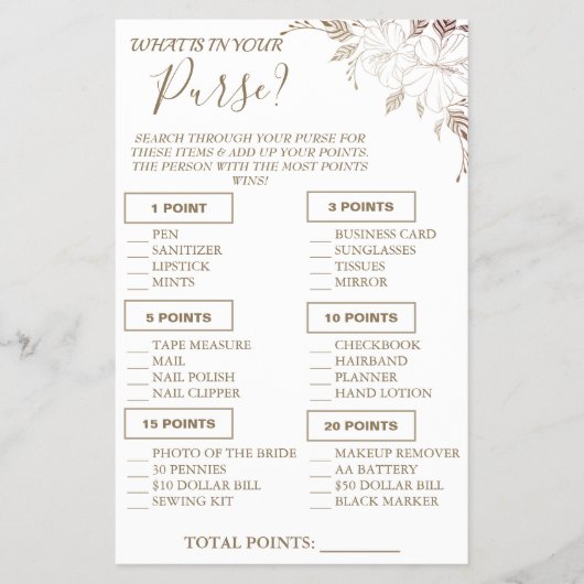 フローラ財布に入っているものシャワーカードフライ チラシ (正面)