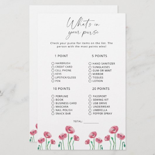 フローラ財布のゲームの内容 (正面/裏面)