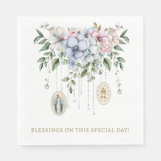 フローラ賛美マリー奇跡的なメダル宗教 スタンダードランチョンナプキン (正面)