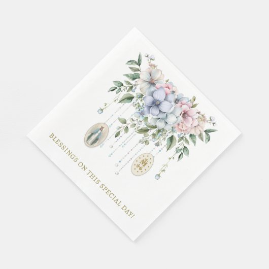 フローラ賛美マリー奇跡的なメダル宗教 スタンダードランチョンナプキン (角)