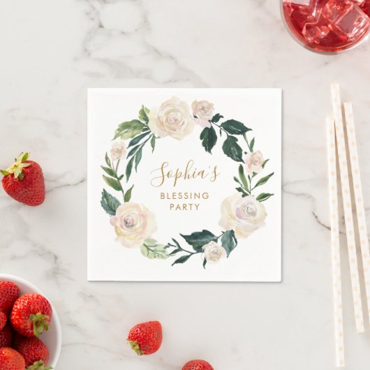 フローラ賛美母パーソナライズされたパーティー スタンダードカクテルナプキン (インサイチュ)