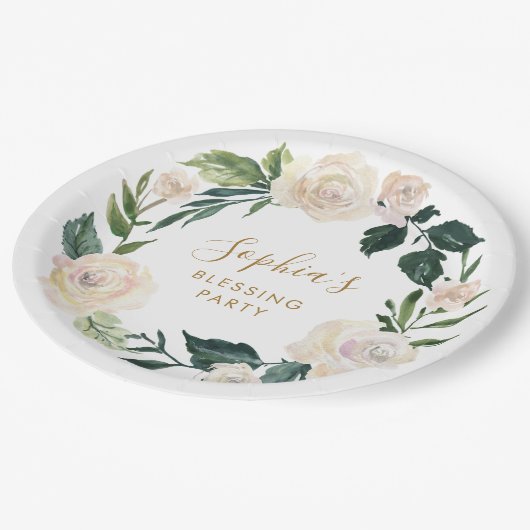 フローラ賛美母パーソナライズされたパーティー ペーパープレート (アングル)