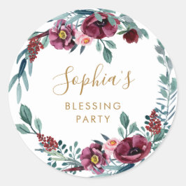 フローラ賛美母パーソナライズされたパーティー ラウンドシール