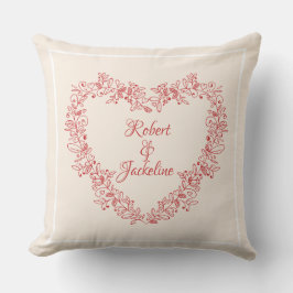 フローラ赤いハートエレガントヴィンテージバレンタインデー クッション