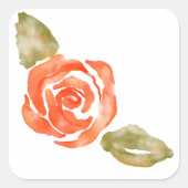 フローラ赤いバラの花、水彩イラストレーション スクエアシール (正面)