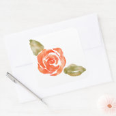 フローラ赤いバラの花、水彩イラストレーション スクエアシール (封筒)