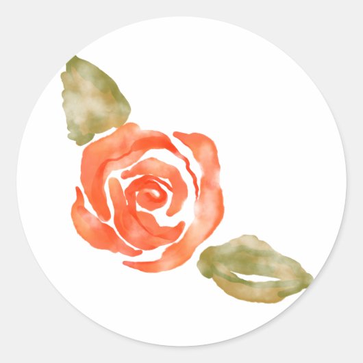 フローラ赤いバラの花、水彩イラストレーション ラウンドシール (正面)