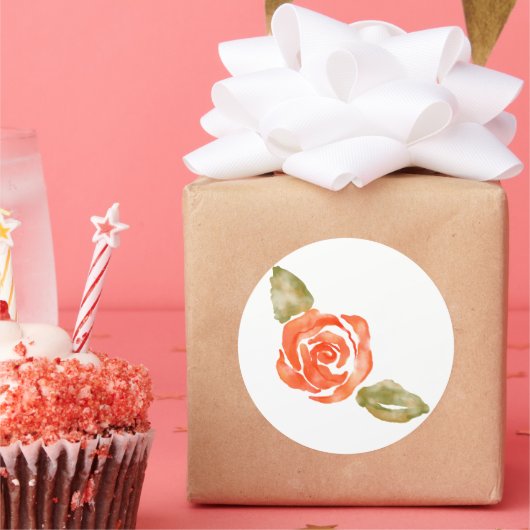 フローラ赤いバラの花、水彩イラストレーション ラウンドシール (パーティー)