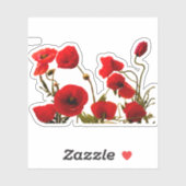 フローラ赤いポピーカラフルの花の水彩画 シール (シート)