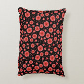 フローラ赤い花模様(背景が黒) アクセントクッション (裏面(縦))