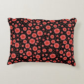 フローラ赤い花模様(背景が黒) アクセントクッション (裏面)