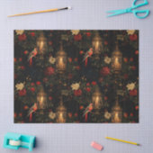 フローラ赤い鳥と提灯の切り離し 薄葉紙 (クラフト)