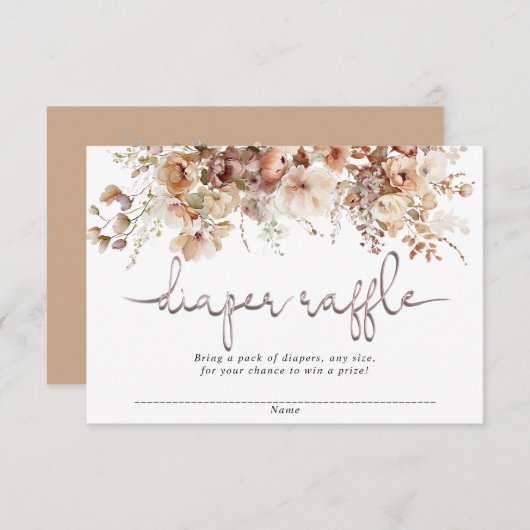 フローラ赤ちゃんシャワーおむつラッフルカード エンクロージャーカード (正面/裏面)