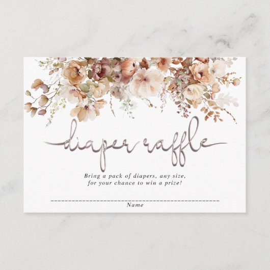 フローラ赤ちゃんシャワーおむつラッフルカード エンクロージャーカード (正面)