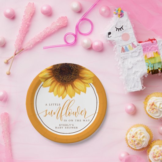 フローラ赤ちゃんシャワーの途中の小さなひまわり ペーパープレート (パーティー)