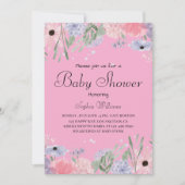 フローラ赤ちゃんシャワーエレガント – 水彩の花 招待状 (正面)