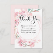フローラ赤ちゃんシャワーサンキューカード、さくらんぼ花 エンクロージャーカード (正面/裏面)