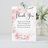フローラ赤ちゃんシャワーサンキューカード、さくらんぼ花 エンクロージャーカード (スタンド正面)