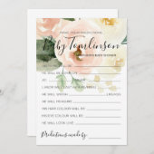 フローラ赤ちゃんシャワー予測推測ゲームカード 招待状 (正面/裏面)