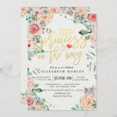 フローラ赤ちゃんシャワー小さな王女が途中にある 招待状 (正面/裏面)