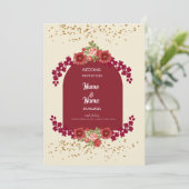 フローラ赤とクリーム結婚式招待状 招待状 (スタンド正面)