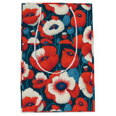 フローラ赤と白の花パートナー ミディアムペーパーバッグ (正面)