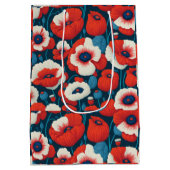 フローラ赤と白の花パートナー ミディアムペーパーバッグ (裏面)