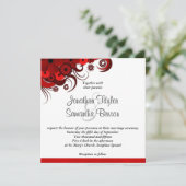 フローラ赤と白カスタムウェディング招待状 招待状 (スタンド正面)