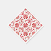 フローラ赤と白ダマスクスタイルパターン スタンダードカクテルナプキン (角)