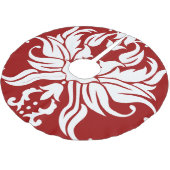 フローラ赤と白ダマスクメリークリスマス ブラッシュドポリエステルツリースカート (アングル)