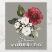 フローラ赤と白ブーケ母の日 ワインラベル (シングルラベル)