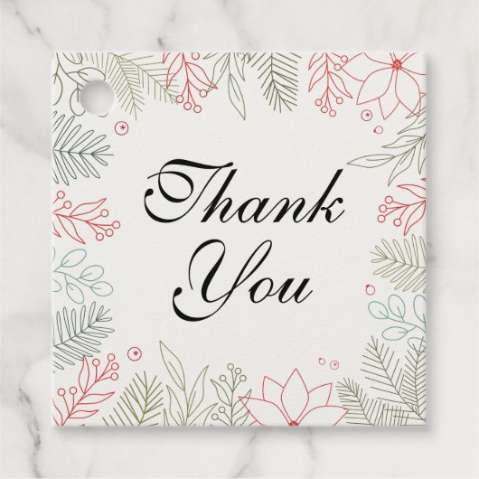 フローラ赤と緑のフレームありがとう フェイバータグ (正面)